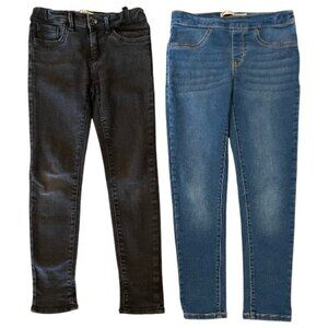 TWO Levi's Girls Skinny Fit Jeans Size 7 Color: Black & Sweetwater - Medium Wash
